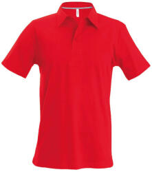 Kariban férfi rövid ujjú galléros piké póló KA241, Red-XL