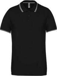 Kariban kontrasztcsíkos férfi rövid ujjú galléros piké póló KA250, Black/Light Grey/White-3XL