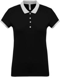 Kariban galléros Női piké póló, kontrasztos passzékkal KA259, Black/Oxford Grey-M