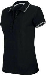 Kariban Női kontrasztcsíkos rövid ujjú galléros piké póló KA251, Black/Light Grey/White-XL