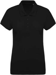 Kariban Női organikus rövid ujjú galléros piké póló KA210, Black-L