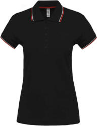 Kariban Női kontrasztcsíkos rövid ujjú galléros piké póló KA251, Black/Red/White-S