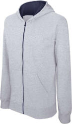 Kariban cipzáras gyerek pulóver bélelt kontrasztos kapucnival KA486, Oxford Grey/Navy-6/8