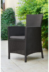Keter Scaun de terasa polipropilena imitatie ratan Keter Iowa grafit cu o perna spatar confortabil dimensiuni 62x60x89 cm (215526)