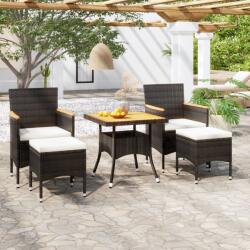 vidaXL Set mobilier grădină, 5 piese, negru, poliratan și lemn acacia (3058336)