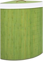 vidaXL Coș de rufe din bambus, pentru colț, verde, 60 L (320764) - comfy