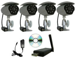 Global Vezeték nélk. megfigyelő kamera + USB-s PC rögz. R004M+P009TMx4 (R004M+P009TMx4)