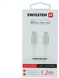 SWISSTEN Cablu Swissten de date textil USB-C / Lightning MFI 1, 2 m Argintiu (8595217455924)