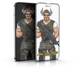 OX Warrior Samsung Galaxy A14 4G / Galaxy A14 5G OX Warrior Mr. Soldier ujjlenyomat mentes matt üvegfólia átlátszó (fekete keret)
