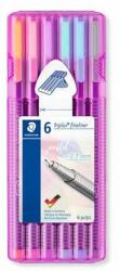STAEDTLER Set de stilouri cu ac de pâslă, 0, 3 mm, STAEDTLER "Triplus® 334", 6 culori pastelate diferite (334 SB6 PA)