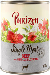Purizon Purizon Pachet economic Single Meat 12 x 400 g - Vită cu flori de hibiscus