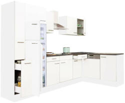 Leziter Yorki 310 sarok konyhabútor fehér korpusz, selyemfényű fehér fronttal felülfagyasztós hűtős szekrénnyel (LS310FHFH-FF) - homelux