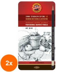 KOH-I-NOOR Set 2 x 12 Creioane Grafit, Toison D'or Art, 8B-8H (HOK-2xKH-K1902-12)