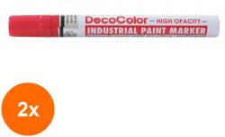 SPREE Set 2 x Marker Industrial Permanent, Rosu, Varf 2 mm, DecoColor (HOK-2xKH-SP728-2)