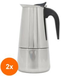 Grunberg Set 2 x Espressor pentru Aragaz din Inox, Capacitate 6 Cesti, Argintiu, Grunberg GR5182 (GUJ-2xGR5182)