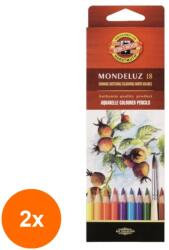 KOH-I-NOOR Set 2 x Creioane Colorate Aquarell, Colectie Fructe, 18 Culori (HOK-2xKH-K3717-18)