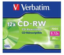 Verbatim CD-RW újraírható CD lemez 700MB normál tok (43148)