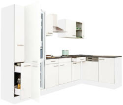 Leziter Yorki 310 sarok konyhabútor fehér korpusz, selyemfényű fehér fronttal alulagyasztós hűtős szekrénnyel (LS310FHFH-AF) - leziteronline