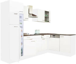 Leziter Yorki 280 sarok konyhabútor fehér korpusz, selyemfényű fehér fronttal felülfagyasztós hűtős szekrénnyel (LS280FHFH-FF) - leziteronline