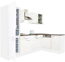 Leziter Yorki 280 sarok konyhabútor fehér korpusz, selyemfényű fehér fronttal alulagyasztós hűtős szekrénnyel (LS280FHFH-AF) - leziteronline