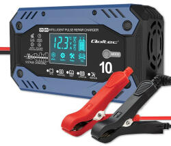 Qoltec Automata autó akkumulátor töltő, 200 Ah-ig, 12 - 24 V, 10 A. AGM, GEL, LiFePO4. 52482 (52482)