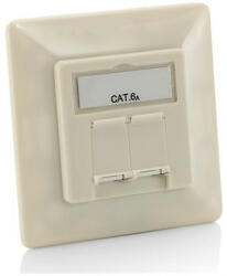 Equip Keystone Süllyeszthető csatlakozó aljzat - 125775 (2 port, Cat. 6A, STP, 80x80mm, fehér) 5db/csomag (125775)