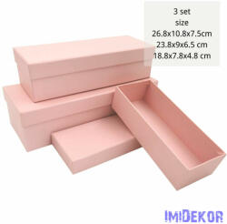 Papírdoboz 3db/szett tégla H26, 8-23, 8-18, 8cm - Rózsaszín