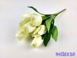  Tulipán 9 ágú selyem csokor 43 cm - Törtfehér