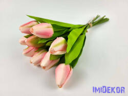 Tulipán 9 ágú kötegelt selyem csokor 41 cm - Rózsaszín