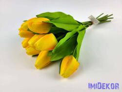 Tulipán 9 ágú kötegelt selyem csokor 41 cm - Sárga
