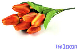  Tulipán 9 ágú selyem csokor 37 cm - Narancs