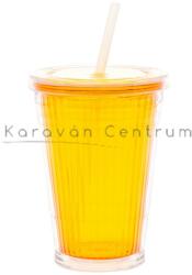 Gimex hőtartó pohár tetővel és szívószállal, sárga (C47216)