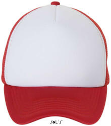 SOL'S hálós 5 paneles baseball sapka SO01668, White/Red-U