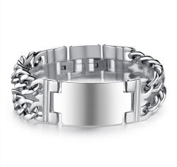 BeSpecial Bratara inox ajustabila cu placuta inscriptionabila si lant dublu 21 cm (BRT03_21)