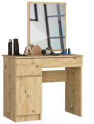 Akord Furniture Factory Masa de toaleta/machiaj, 2 sertare stanga, cu oglinda, dulap, stejar artisan, 90x50x77/142 cm (210420-AK) - jollymag