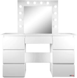 Artool Masa de toaleta/machiaj, alba, cu oglinda si LED-uri, Vanessa, 130x43x143 cm (54492)