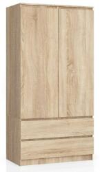 Artool Dulap, placa laminata, 2 sertare, 4 rafturi, 1 suport umerase, stejar, 90x51x180 cm (165434-AK) Garderoba