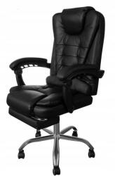 Scaun de birou, cu suport pentru picioare, rotativ, piele ecologica, negru, 65x102/110 cm (00016224-IS) - jollymag