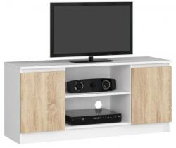 Artool Comoda pentru TV, placa laminata, 6 rafturi, alb si stejar, 120x40x55 cm (381916-AK) - jollymag