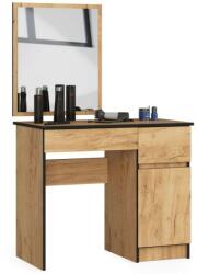 Akord Furniture Factory Masa de toaleta/machiaj, 2 sertare, dreapta, cu oglinda, dulap, stejar craft, 90x50x77/142 cm (210529-AK) - jollymag
