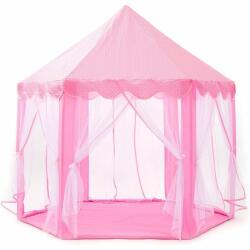 SPRINGOS Cort de joaca pentru copii, Springos, hexagonal, cu perdele, roz, 135x140 cm (KG0015)