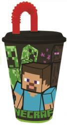 Halantex Minecraft Szívószálas pohár, műanyag 430 ml (STF40430)