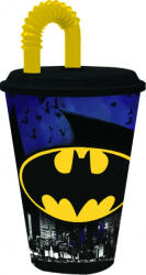 Batman Bat Signal szívószálas pohár, műanyag 430 ml (STF85540) - gyerekagynemu