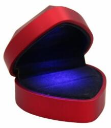 Aczél Zálogház és Ékszerszalon Piros színű szív alakú díszdoboz hideg fehér világítással