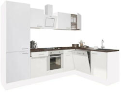 Leziter Yorki 280 sarok konyhabútor fehér korpusz, selyemfényű fehér front alsó sütős elemmel polcos szekrénnyel (LS280FHFH-SUT-PSZ) - homelux
