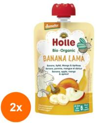Holle Baby Set 2 x Piure de Banane, Mere, Mango si Caise Eco, Banana Lama, Holle Baby, 100 g (OIB-2xBLG-1877214)
