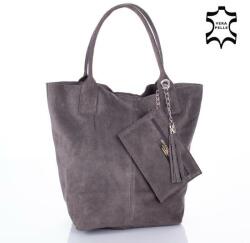 Diva Collection Valódi velúrbőr női táska sötétszürke színben (S6813_Fumo C0125)