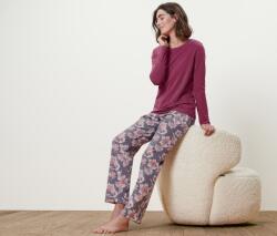 Tchibo Pizsama Felsőrész: málnaszínű Lila nadrág virágos nyomott mintával S 36/38