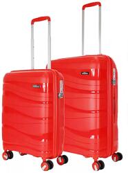 BONTOUR FLOW piros négykerekű, két részes bőröndszett S, M - borond-aruhaz