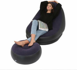 Dollcini Felfújható kanapé, Legjobb levegős nyugágy, Kempingezéshez, Medencéhez, Fesztiválok, Strand szék - Fekete / kék (100274)